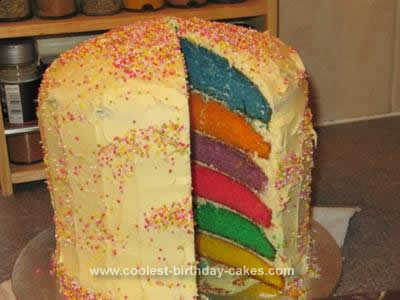 Homemade Rainbow Surprise Birthday Cake