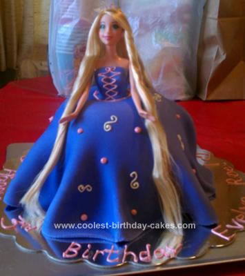 Homemade Rapunzel Barbie Birthday Cake