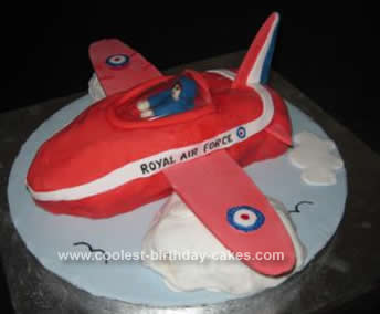 Homemade Red Arrow Plane Cake