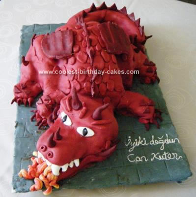 Homemade Red Dragon 5th Birthday Cake