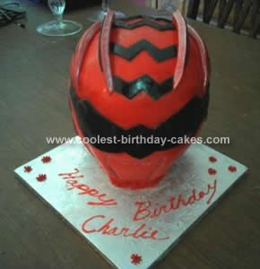 Homemade Red Power Ranger Birthday Cake