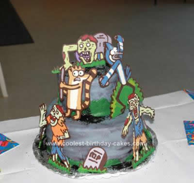Homemade Regular Show Zombie Birthday Cake