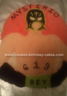 Homemade Rey Mysterio Wrestling Cake