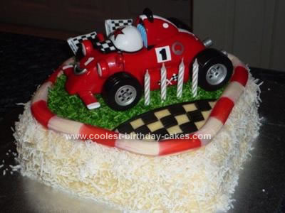 Homemade Roary The Racing Car Cake