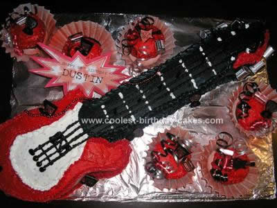 Homemade Rockin' Roll Guitar Cake