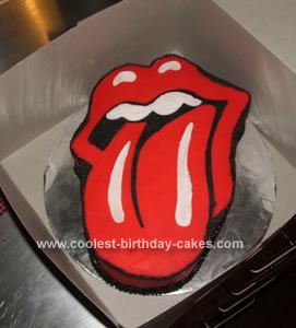 Homemade Rolling Stones Logo Birthday Cake