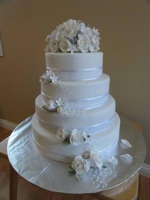 Coolest Rose and Stephanotis Tiered Wedding or Anniversary Cake