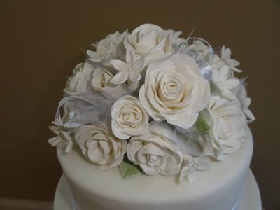 Coolest Rose and Stephanotis Tiered Wedding or Anniversary Cake