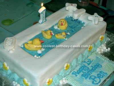 Homemade Rubber Ducks And Bath Cake