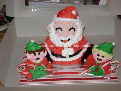 Homemade Santa and Elves Holiday Cake