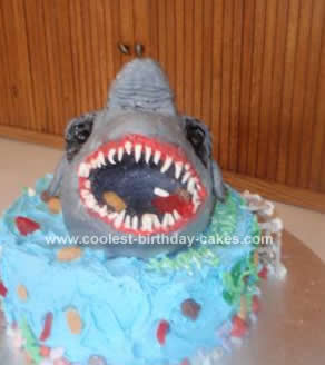 Homemade Scary Shark Birthday Cake