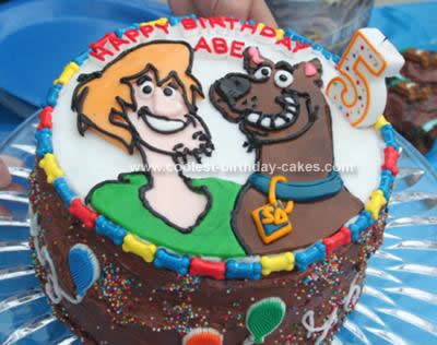 Homemade Scooby Doo and Shaggy Birthday Cake