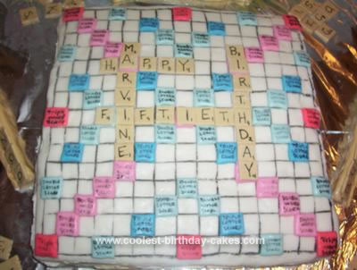 Homemade Scrabble Board Cake