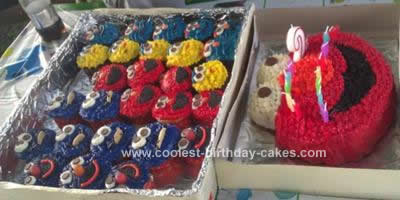 Homemade Sesame Street Birthday Cake and Cupcakes