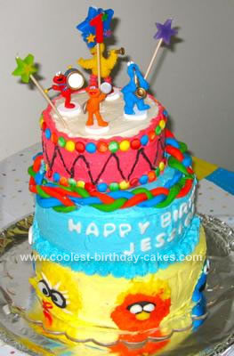 Homemade Sesame Street First Birthday Cake