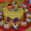Homemade Sesame Street Gang Birthday Cake