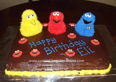 Homemade Sesame Street Kids Birthday Cake