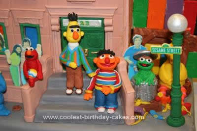 Homemade Sesame Street Neighborhood 3rd Birthday Cake