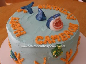 Homemade Shark Attack Birthday Cake