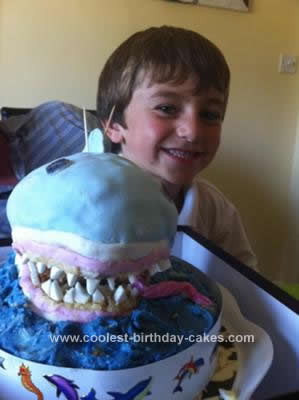 Homemade Shark Eating Person Birthday Cake
