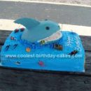 HOomemade Sharks World Birthday Cake