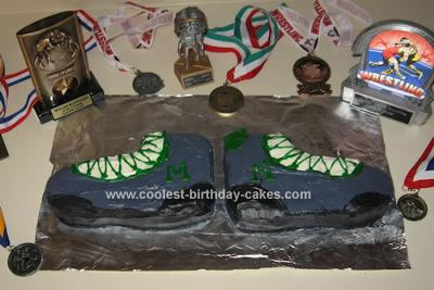 Homemade Wrestling Shoes Cake