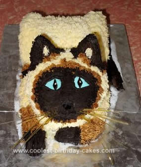 Homemade Siamese Cat Birthday Cake