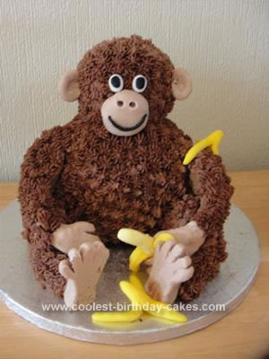 Homemade Sitting Monkey Birthday Cake
