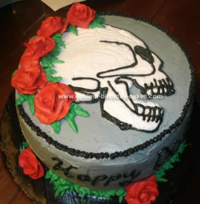 Homemade Skull and Roses Cake