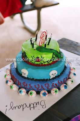 Homemade Snakes Skulls and Spiders Birthday Cake
