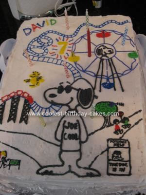 Homemade Snoopy Birthday Cake