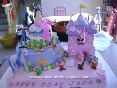 Homemade Snow White Castle Birthday Cake Design