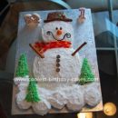 Homemade  Snowman Birthday Cake