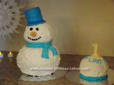 Homemade Snowman Birthday Cake