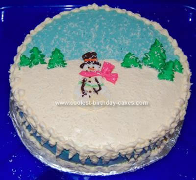 Homemade Snowman Cake