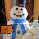 Homemade Snowman Cake for 5th Birthday