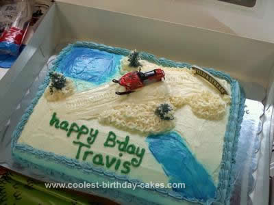 Homemade Snowmobile Birthday Cake