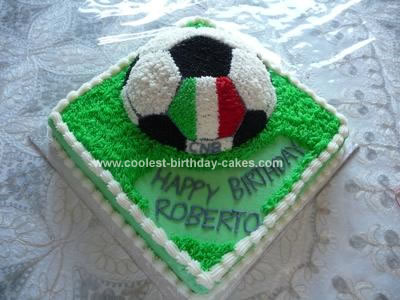 Homemade Soccer Cake with Italian Flag