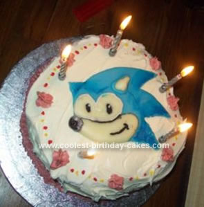 Homemade Sonic The Hedgehog Birthday Cake