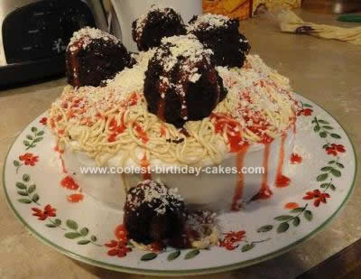 Homemade Spaghetti & Meatballs Cake