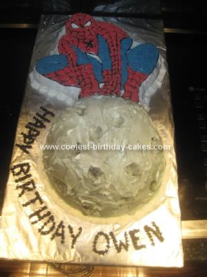 Homemade  Spiderman Perched on the Moon Cake