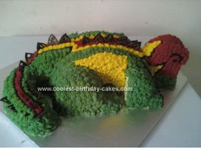 Homemade Spikey the Dinosaur Cake