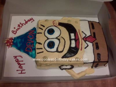 Homemade Spongbob Squarepants Birthday Cake