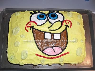 Homemade Sponge Bob Square Pants Cake