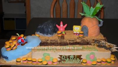 Homemade Spongebob and Friends Scene Cake