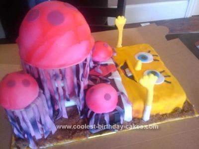 Homemade Spongebob Hanging With The Jellyfish Cake