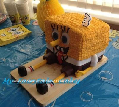 Homemade Spongebob Square Pants Birthday Cake