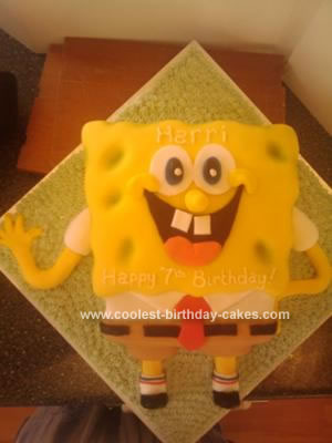 Homemade Spongebob Square Pants Cake