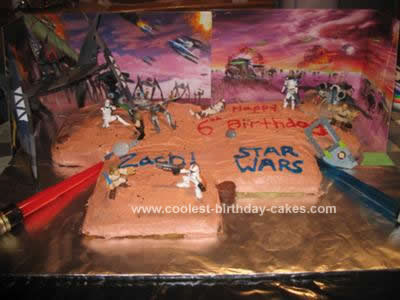 Homemade Star Wars Battle Scene Cake
