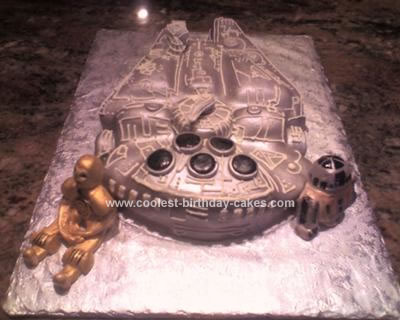 Homemade Star Wars Millennium Falcon Cake